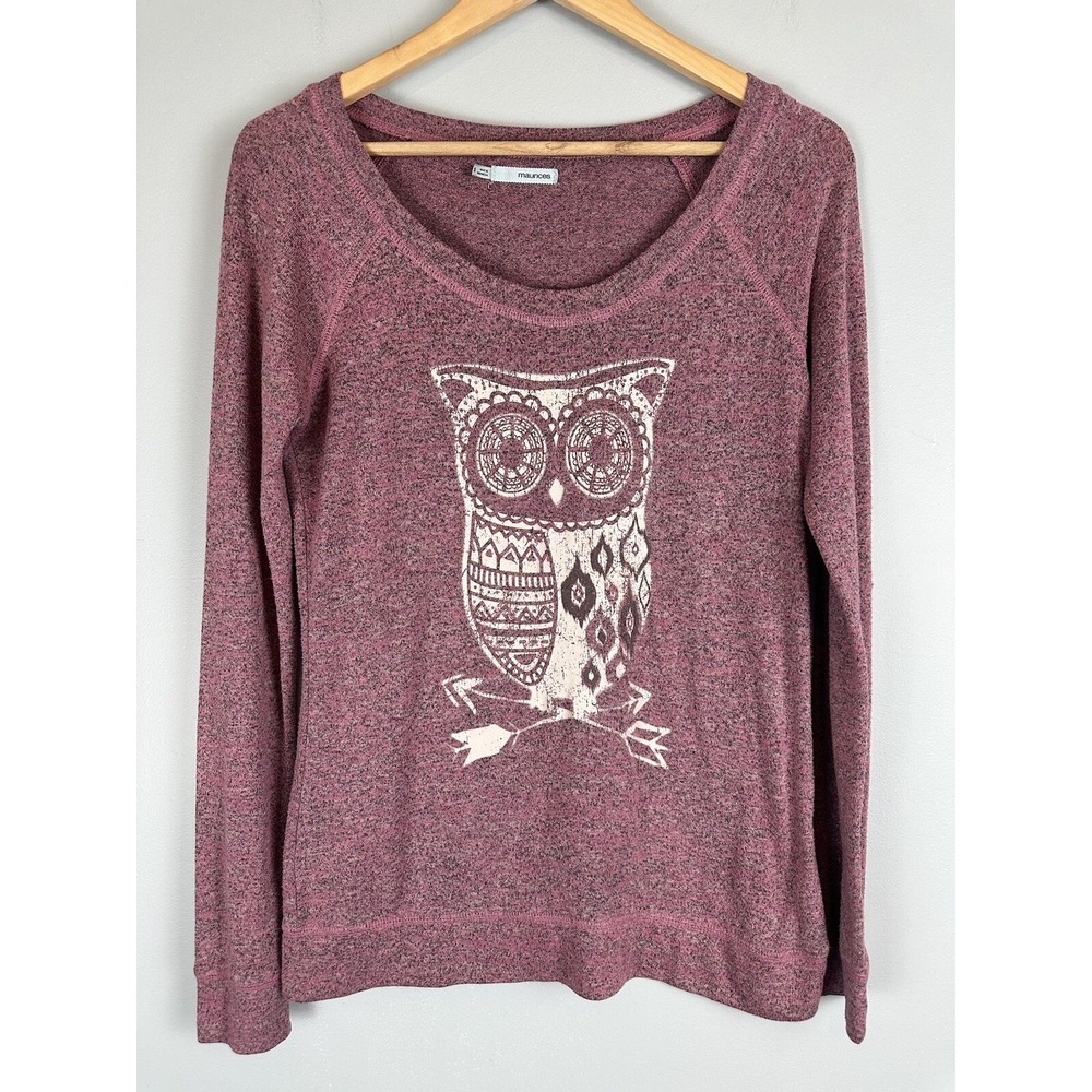 Maurices Women's Long Sleeve Lightweight Owl Print Top Shirt Size Small